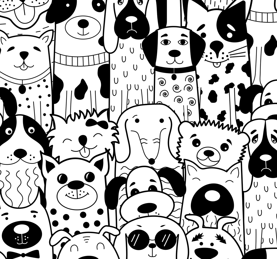 Dogs Pattern Bedroom Wallpaper TenStickers