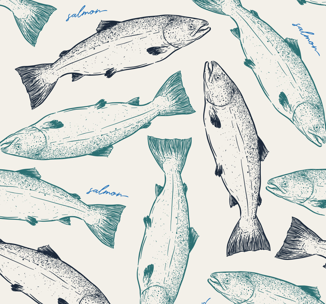 Salmon fish Bedroom Wallpaper TenStickers