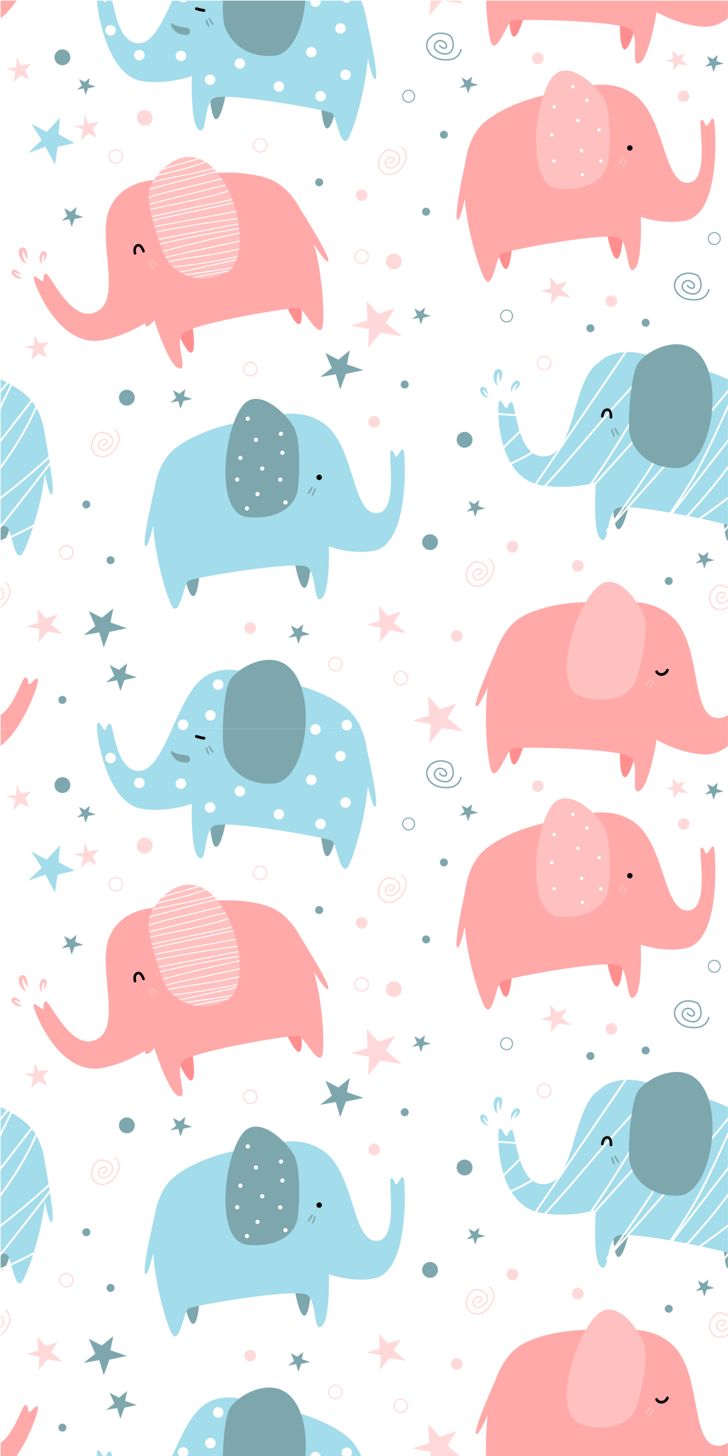 Elephant pink and blue kids wallpaper TenStickers