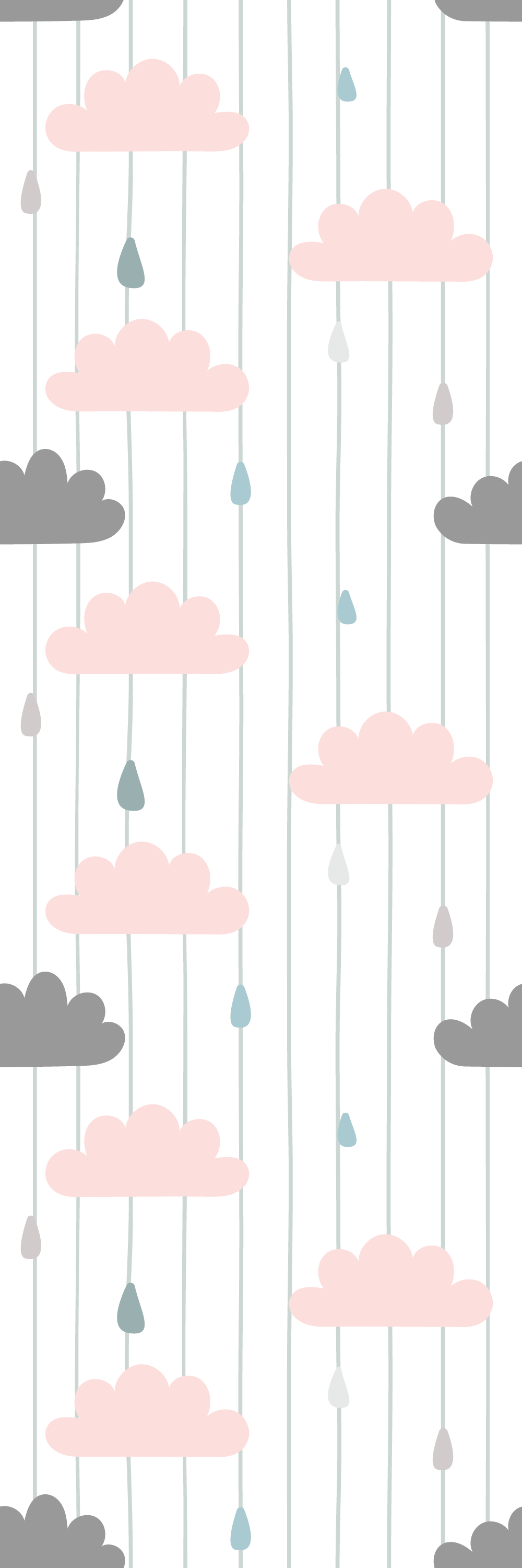 Pink and grey clouds wallpaper for bedroom TenStickers