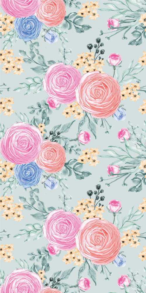 Delicate pastel flowers Floral Wallpaper TenStickers