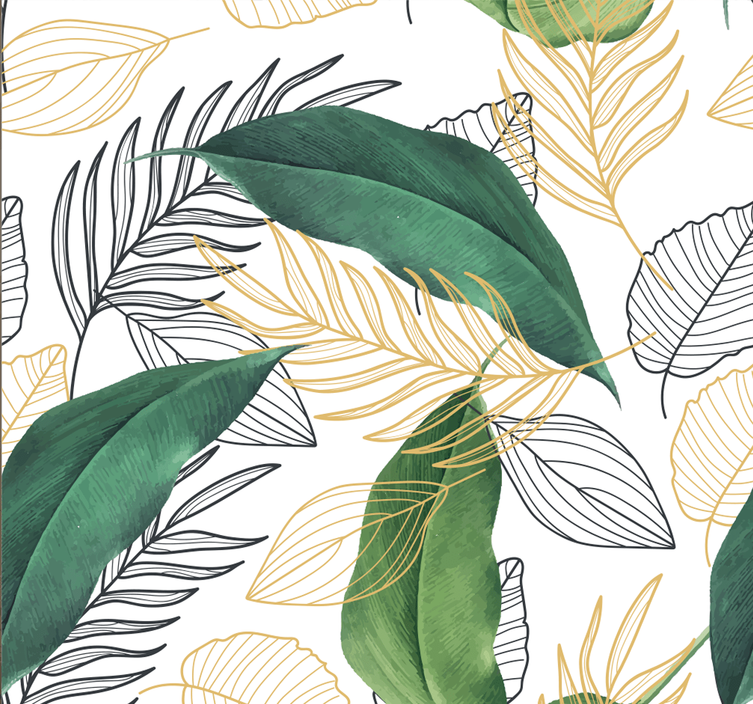 Elegant green and gold leaves Nature Wallpaper TenStickers