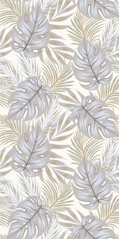 White artistic palm tree leaves wallpaper TenStickers