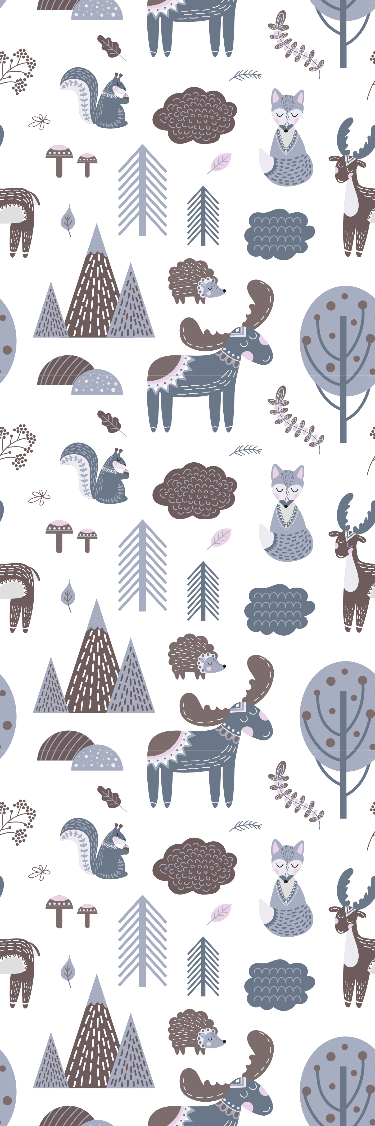 Nordic animals wallpaper for bedroom TenStickers