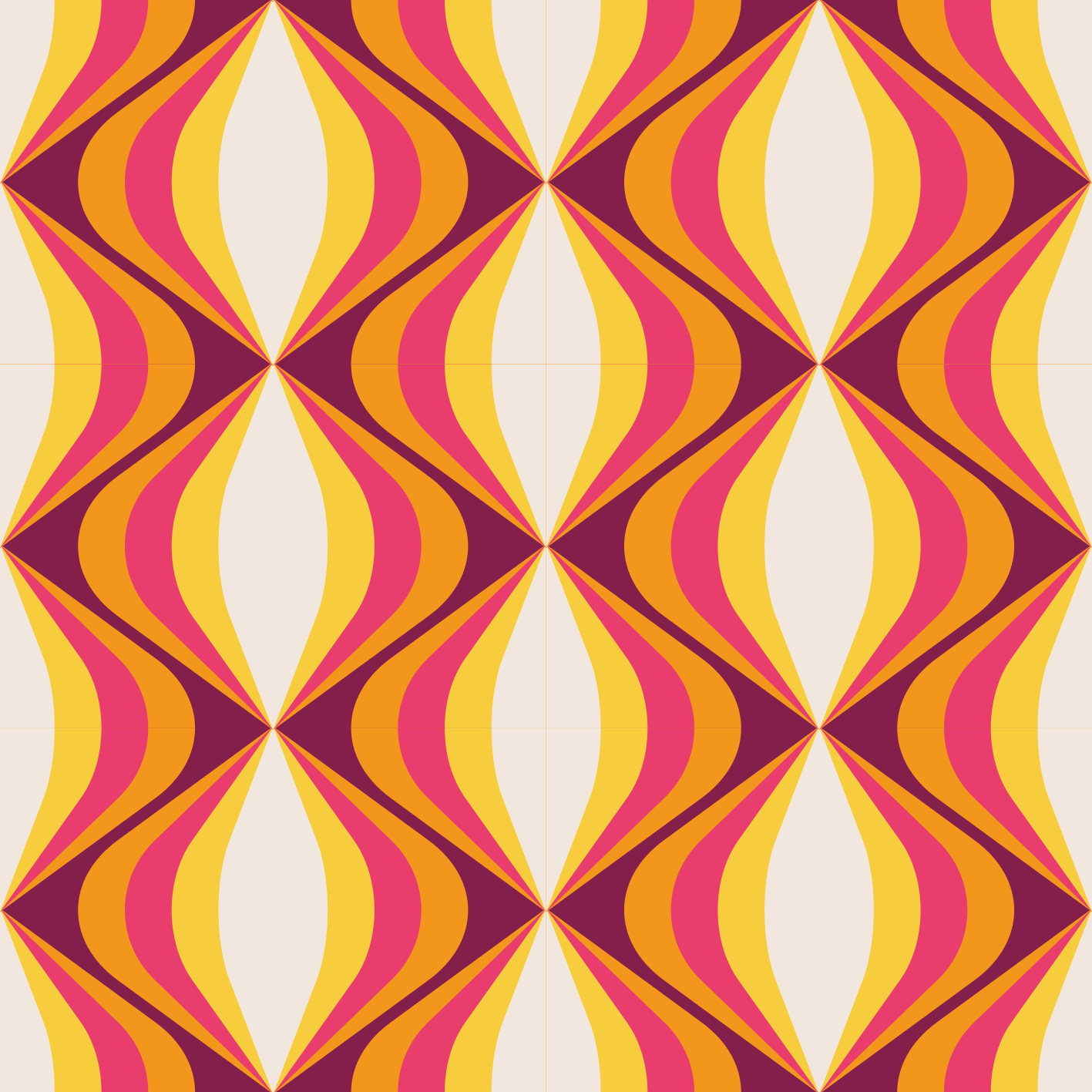Retro orange wave motif front room wallpaper mural TenStickers