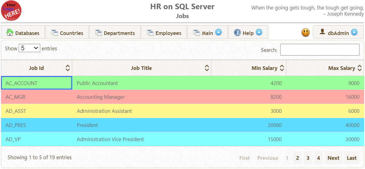 Database Front Conditional Row Color & Styling dbFront