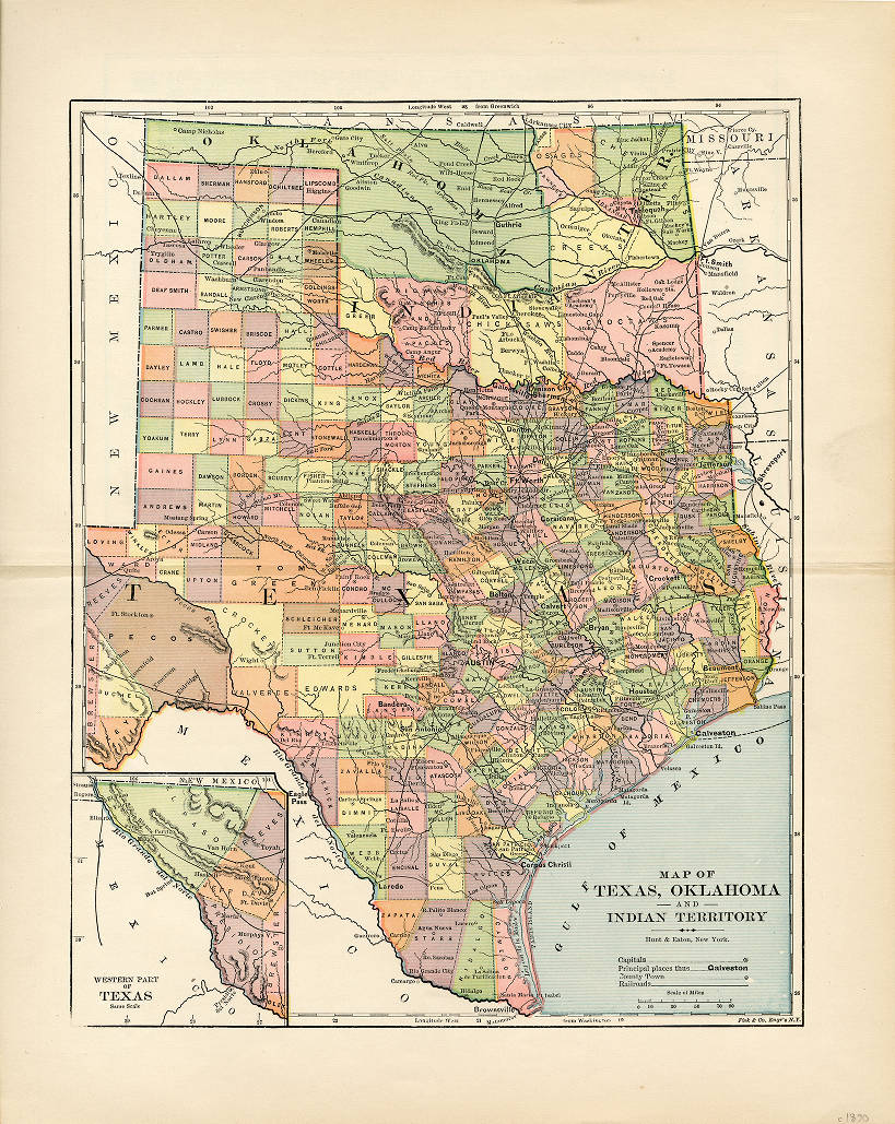 Map Of Oklahoma And Texas Map Of Texas, Okahoma, And Indian Territory - Oklahoma Maps - Digital Collections - Oklahoma State University