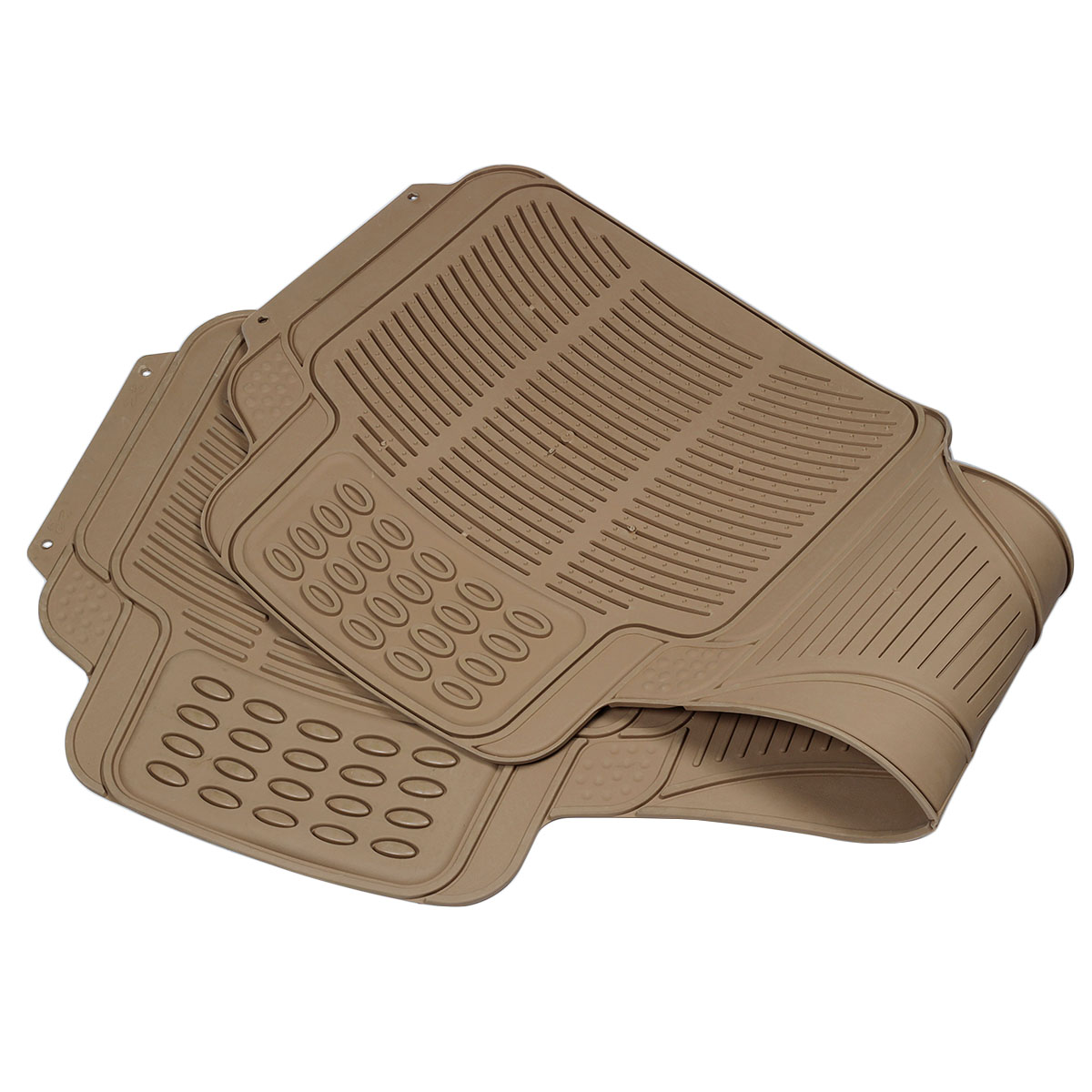 All Weather Premium 6pc Waterproof Rubber Car Floor Mat Set w Cargo