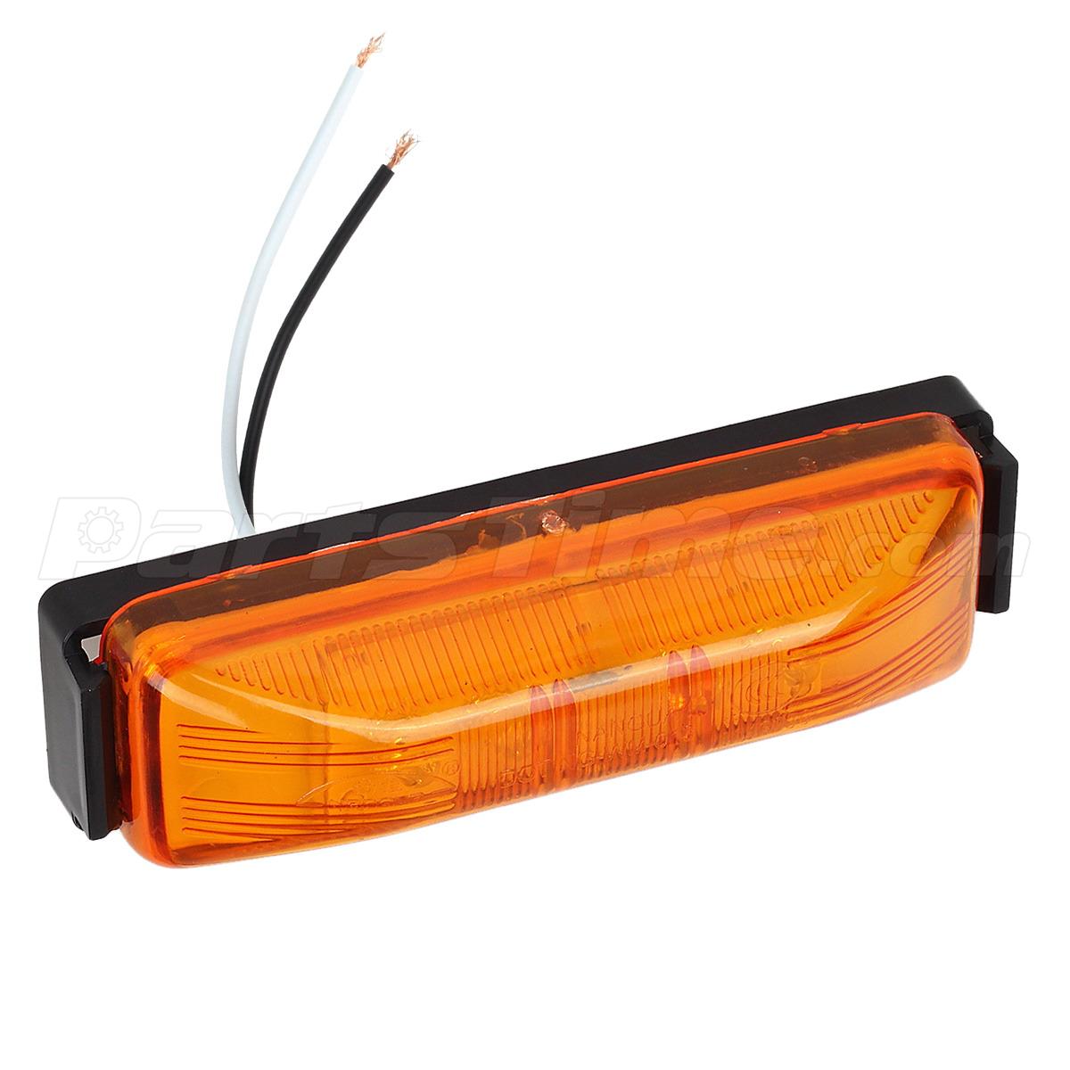 (4) Amber Lens Led Marker Light Boat Trailer Truck RV LED Lights Black