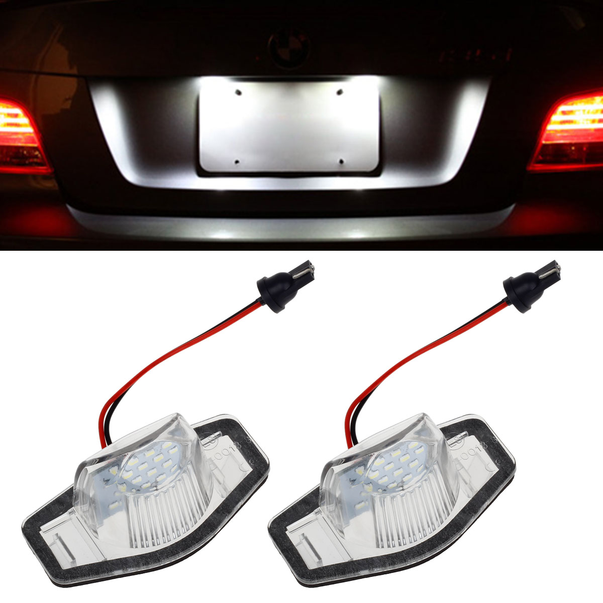 Pair White LED T10 168 194 Wedge License Plate Light Lamp for Honda 12V