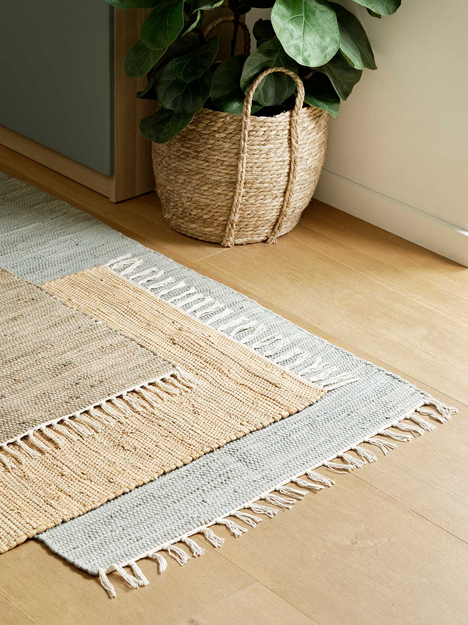 Cotton rug with fringes natural DCO