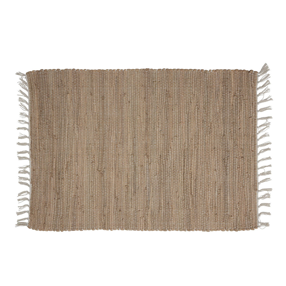 Cotton rug with fringes natural DCO