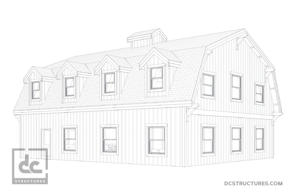 The Alberta Barn Home Kit 3 Bedroom Gambrel Barn Home DC Structures