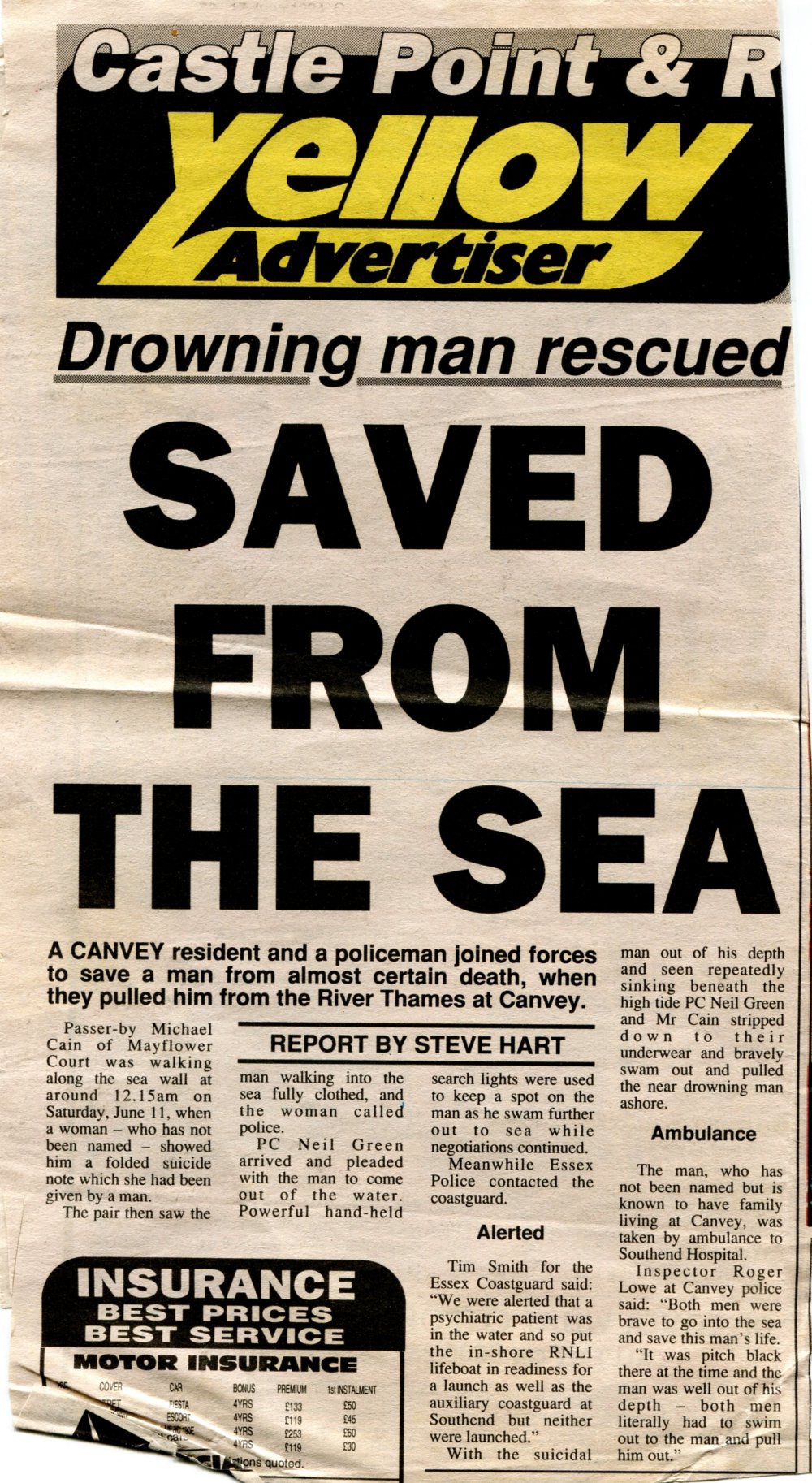 Michael to the Rescue Local Newspapers, Michael and David Cain