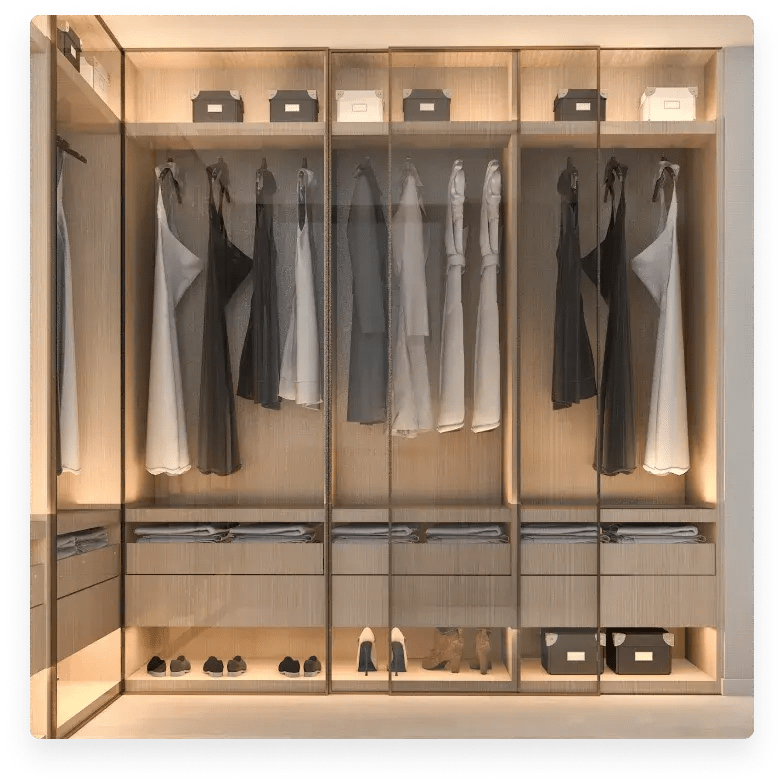 รับออกแบบภายใน walk in closet ทั้งรูปแบบในห้องนอน ห้องน้ำ DD18