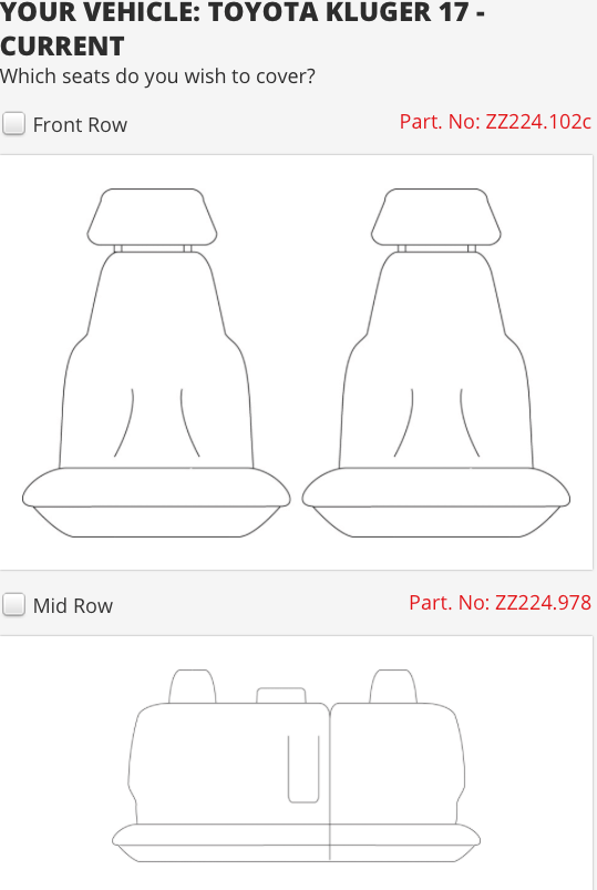 TO FIT TOYOTA KLUGER NEOPRENE SEAT COVERS(GSU50R,GSU55R)GXL,BLACK