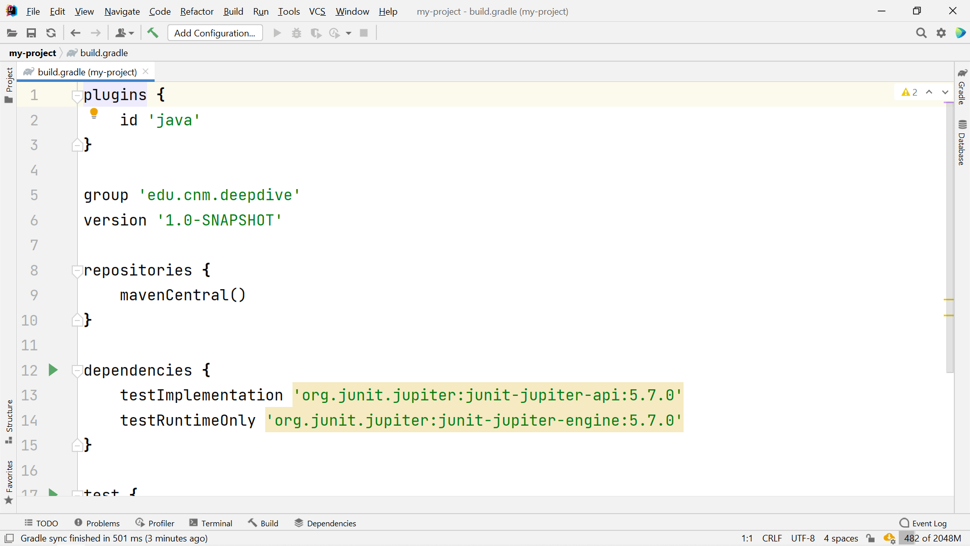 Creating a new Gradle Java project The basic steps for creating a