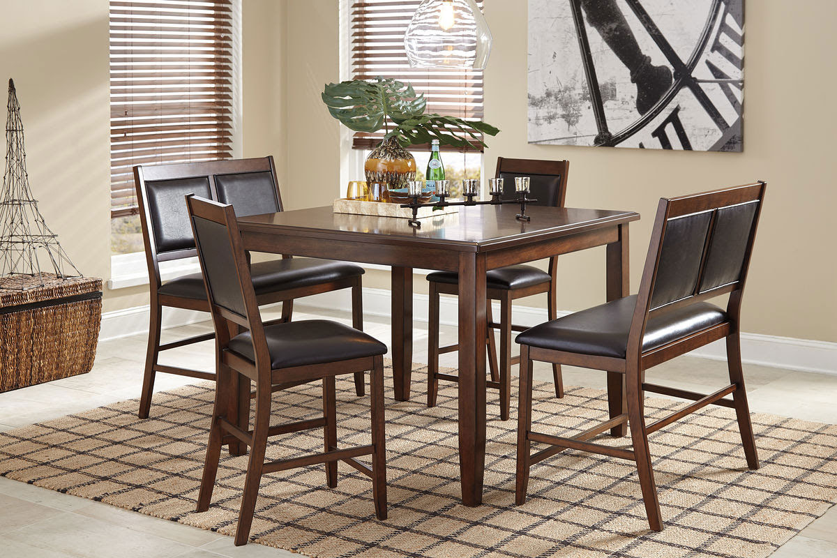 Meredy Brown Dining Room Counter Table (Set of 5 chairs) Desert