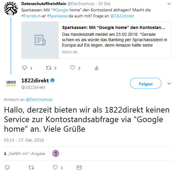 Sparkassen Mit “Google home” den Kontostand abfragen