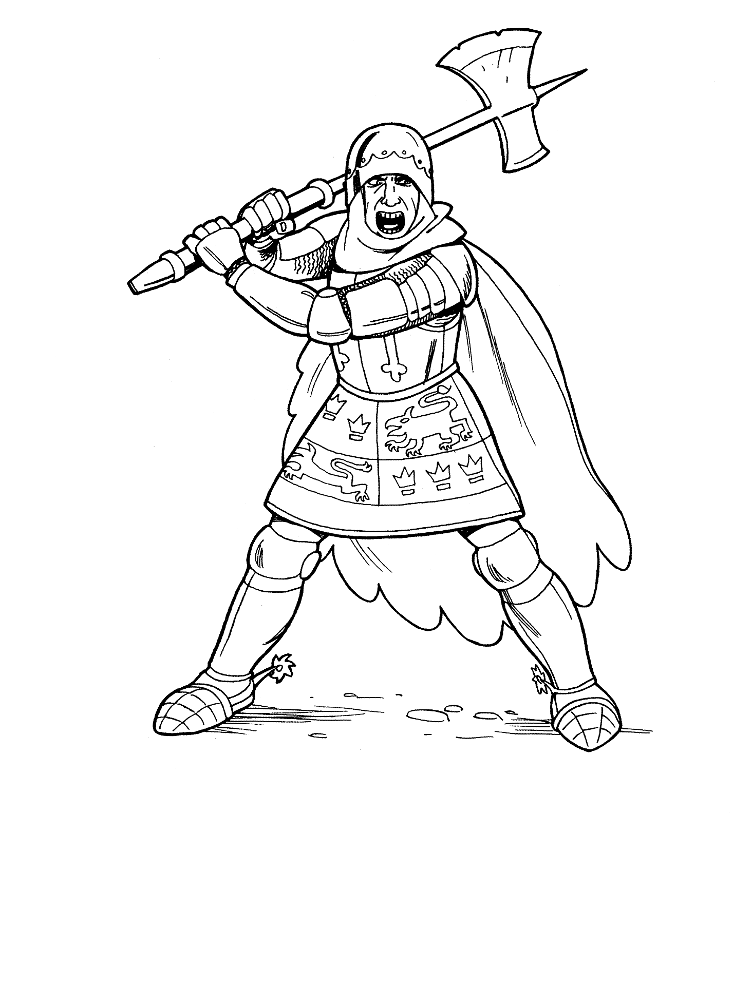 Malvorlagen Ritter mit Axt