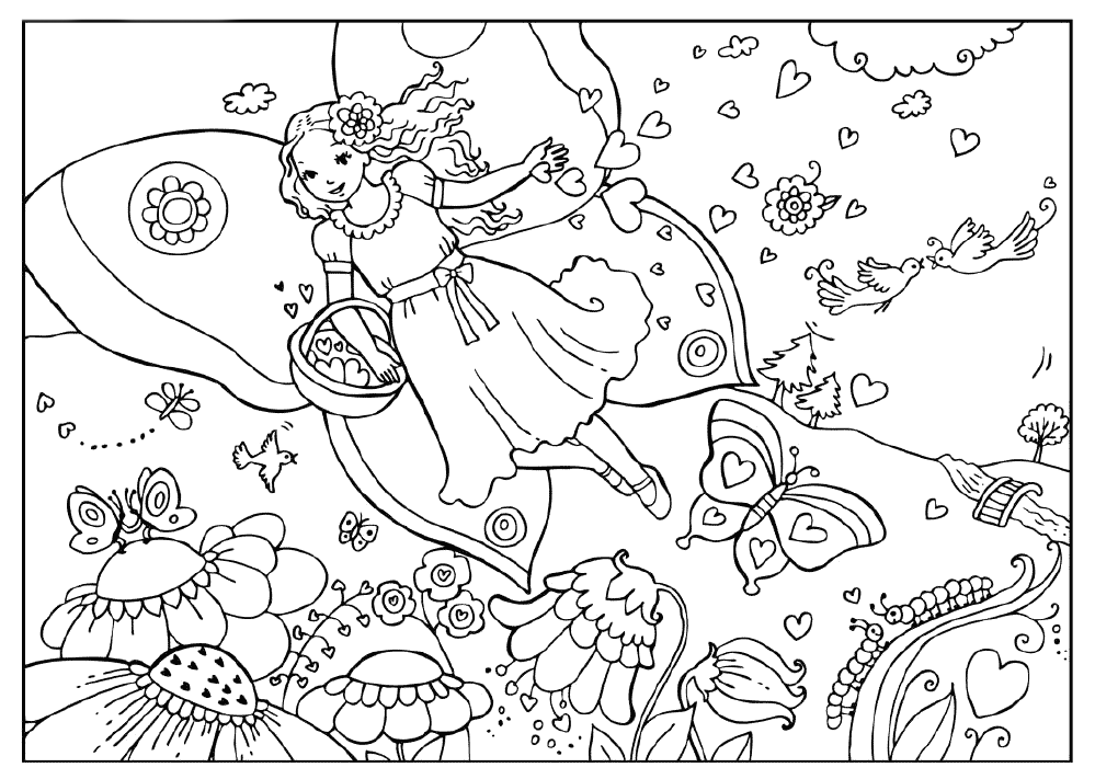 Malvorlagen Fairy auf einer Blumenwiese