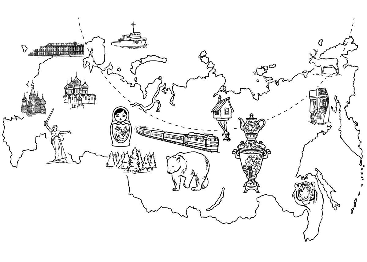 Malvorlagen Karte von Russland