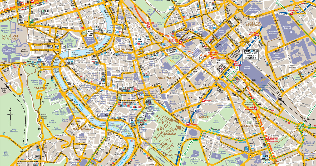 Bus netzplan und karte von Rom stationen und linien