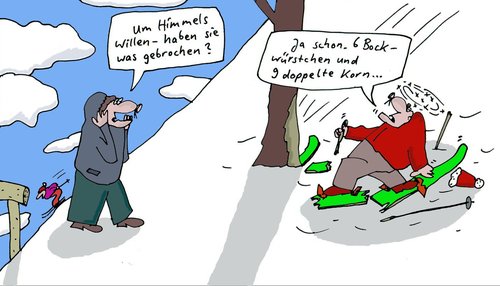 Skiunfall von Leichnam Sport Cartoon TOONPOOL