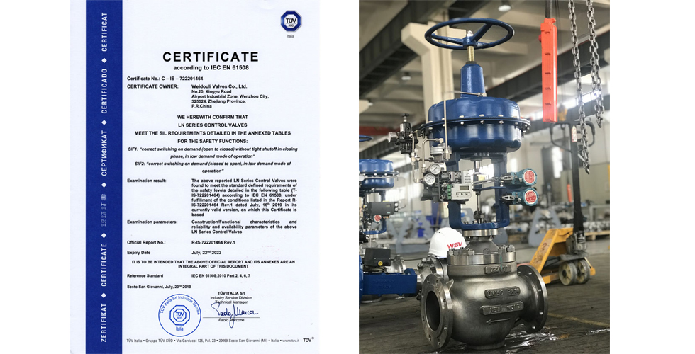 WeidouliSteuerventile haben SilQualifikation. Weidouli Valves Co.,Ltd.