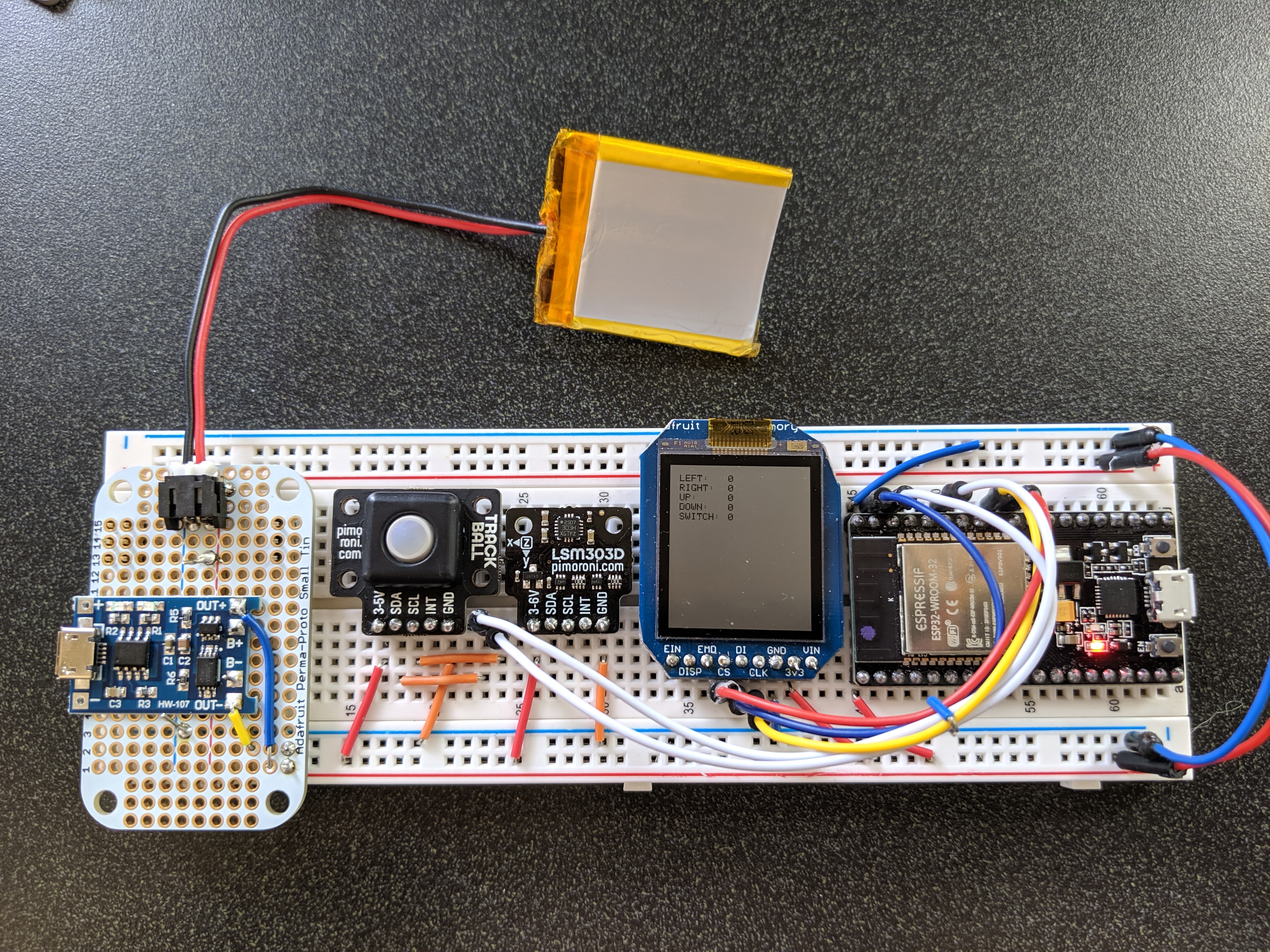 Controlling an esp32 with a trackball de1ux