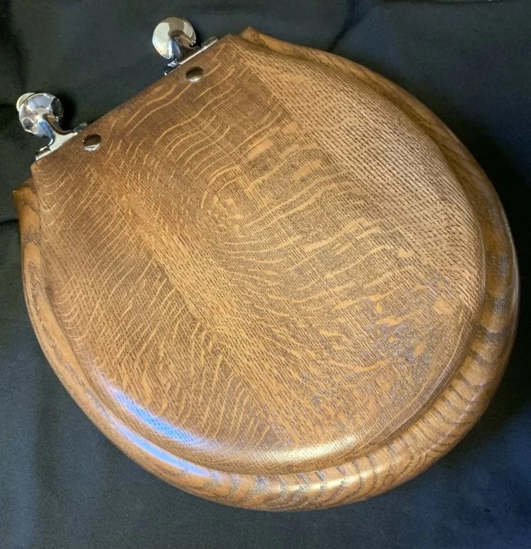 Circa 1910 Restored Oak Round Front Toilet Seat DEA Bathroom Machineries