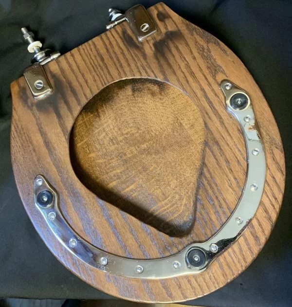 Circa 1910 Restored Oak Round Front Toilet Seat DEA Bathroom Machineries