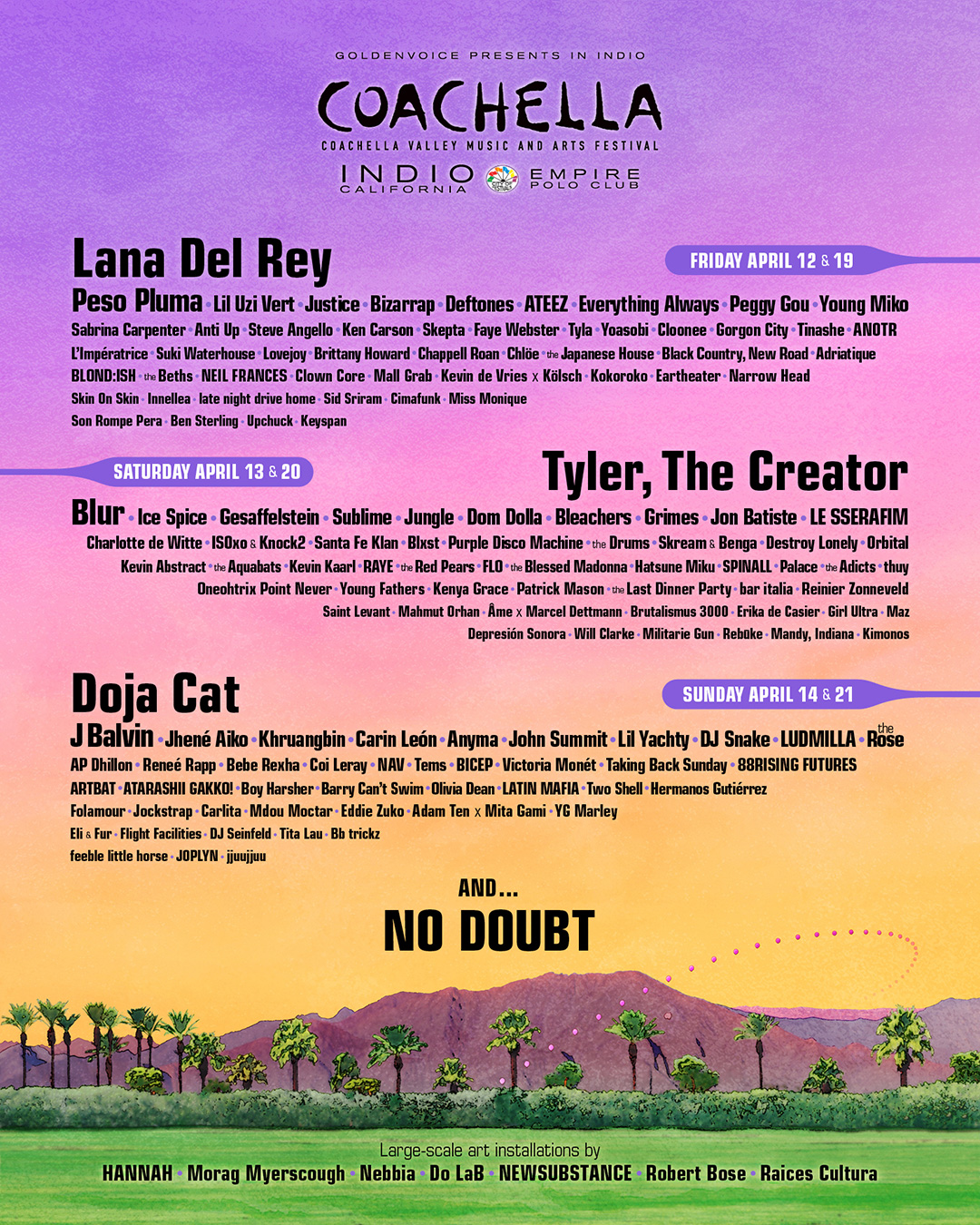 Coachella 2024 Lineup No Doubt Reunion Set With Lana Del Rey, Tyler