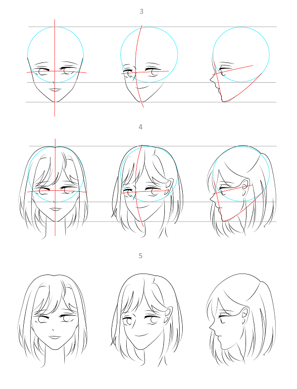 How to draw anime girl face step by step