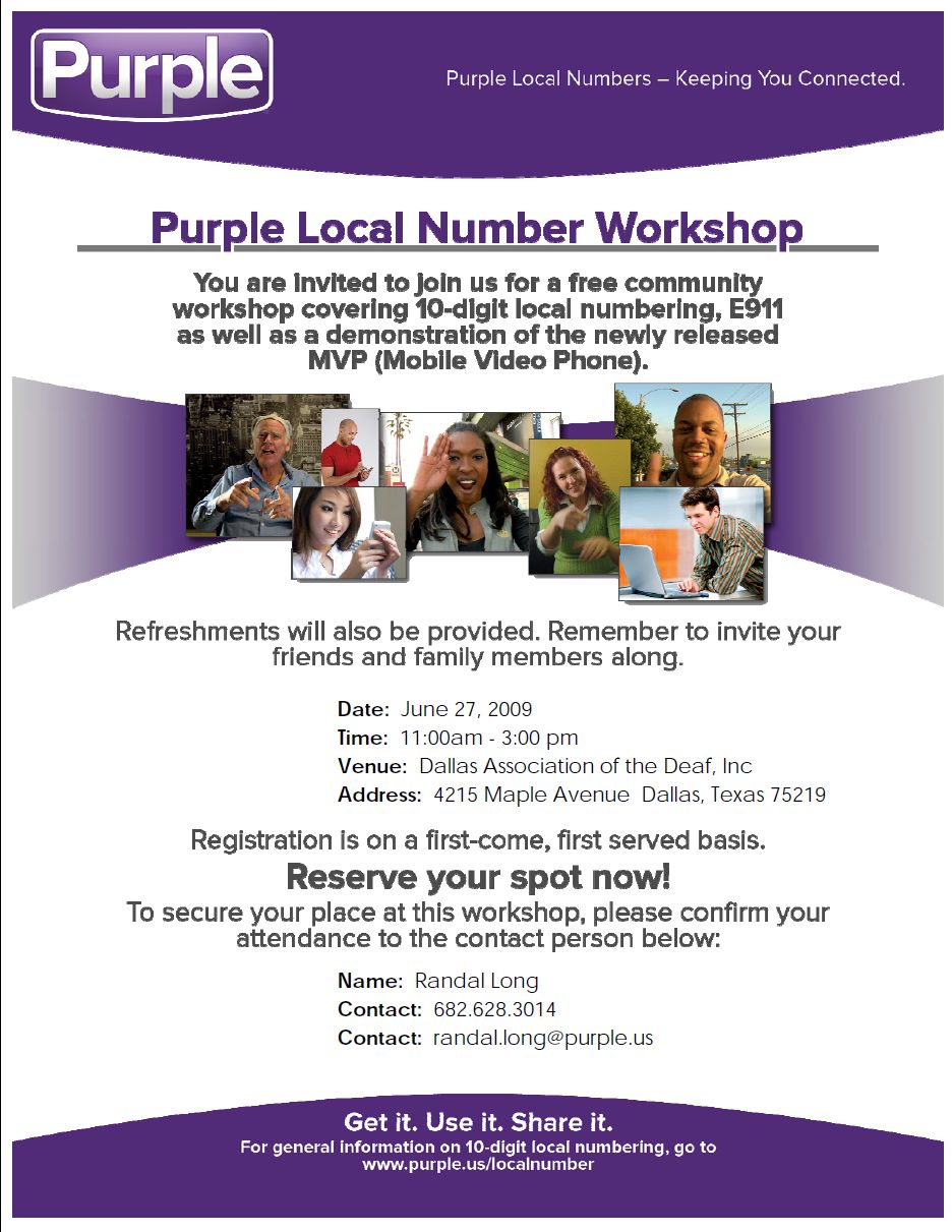 **CORRECTION** Purple DFW Deaf Network of Texas