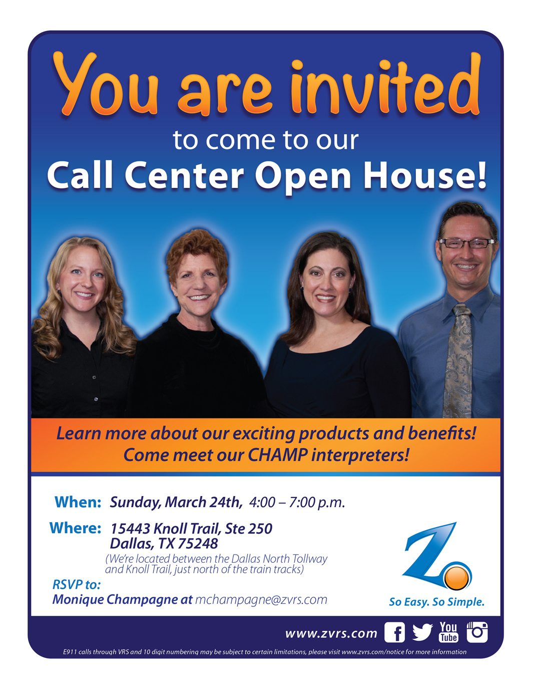 Come visit ZVRS Call Center Open House 3/24/13 DFW Deaf Network of