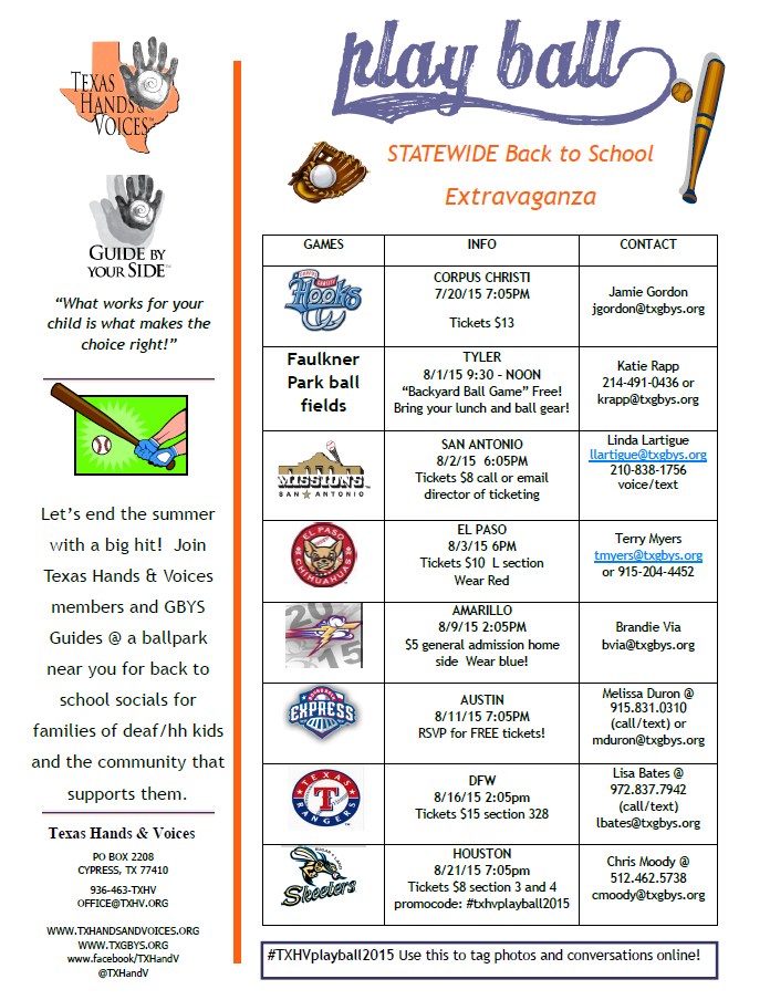 TXHV Join us at Baseball game Houston, DFW, Amarillo and Austin! Deaf Network of Texas