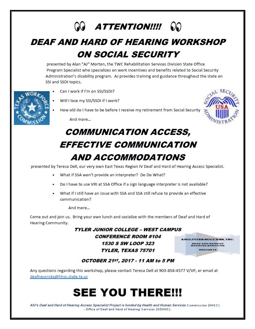 Social Security for D/HH 10/21/17 Tyler Deaf Network of Texas