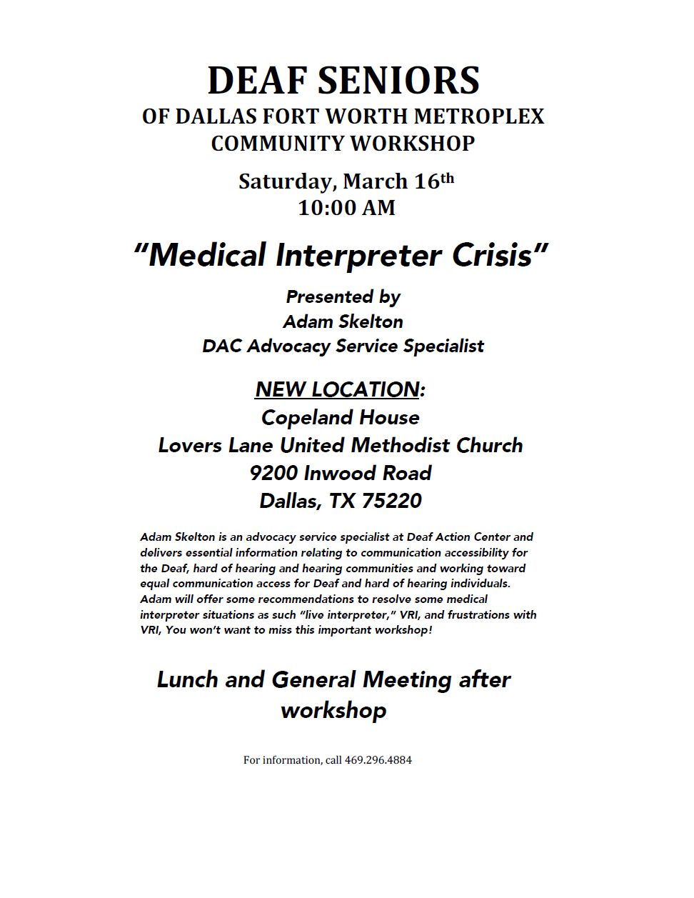 Medical Interpreter Crisis 5/16/19 DFW Deaf Network of Texas