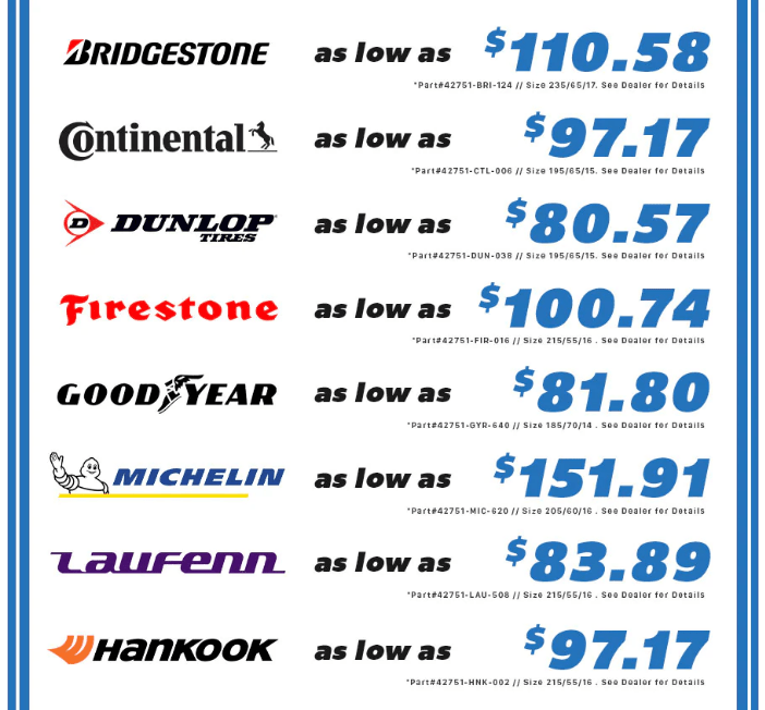 Buy New Tires Stockton Honda