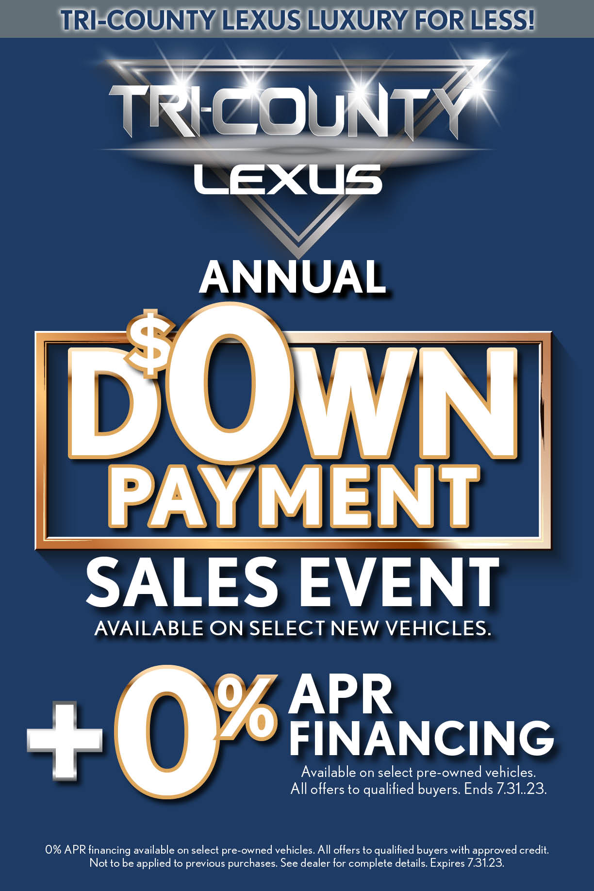 0 Down Payment Event Tri County Lexus