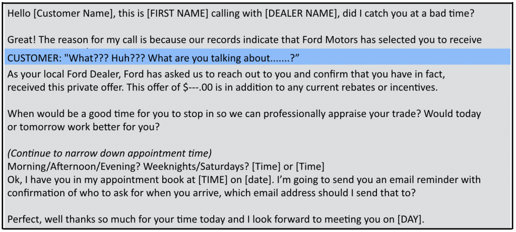 Email Template And Phone Script For Ford Dealers