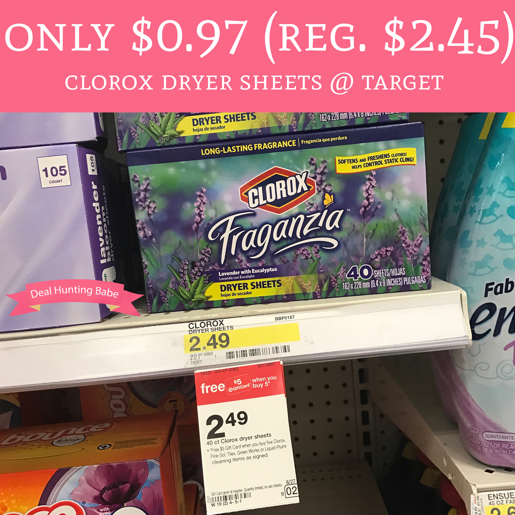 Only 0.97 (Reg. 2.45) Clorox Dryer Sheets Target Deal Hunting Babe