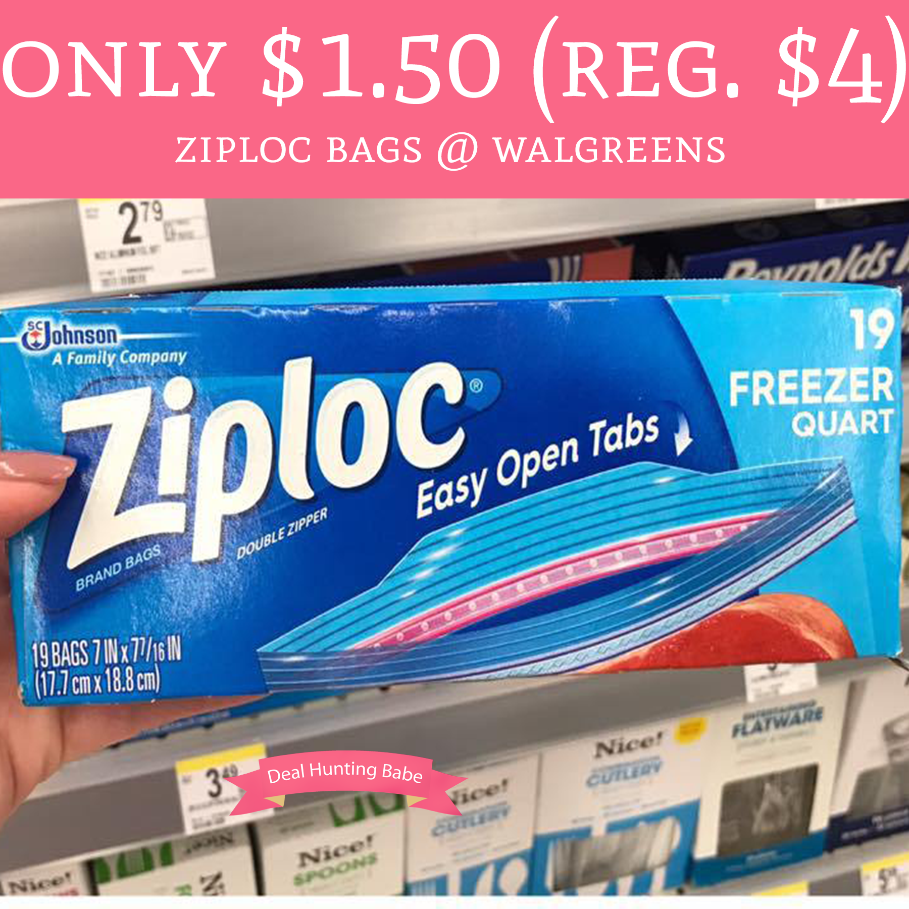 Only 1.50 (Regular 4) Ziploc Bags Walgreens Deal Hunting Babe