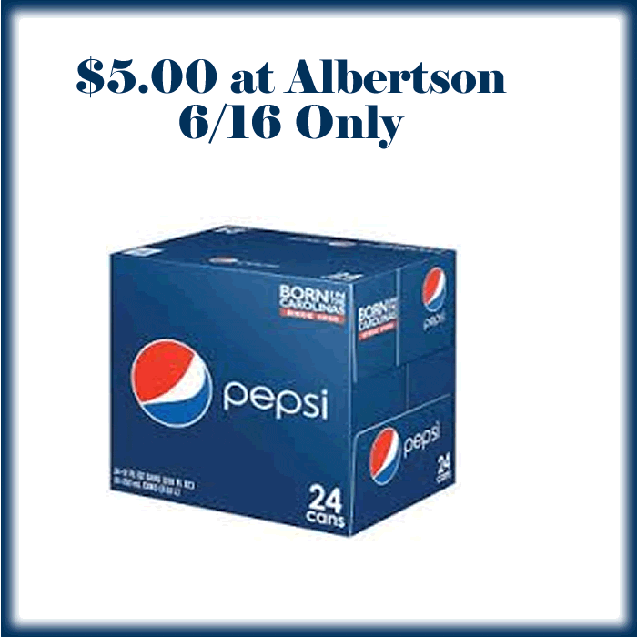 Albertson Pepsi Products, 24 pk 12 oz cans Fab Friday Sale 6/16 ONLY DEAL MAMA