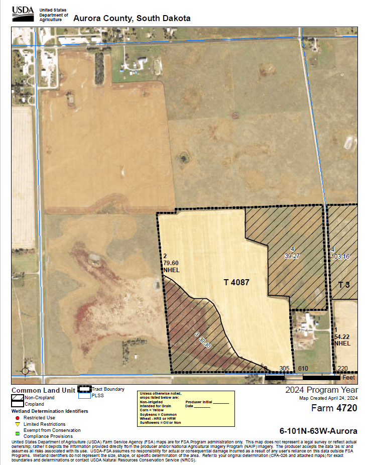 309.77 +/ Acres of Aurora County Real Estate Includes Cropland and Pasture all in one opportunity!