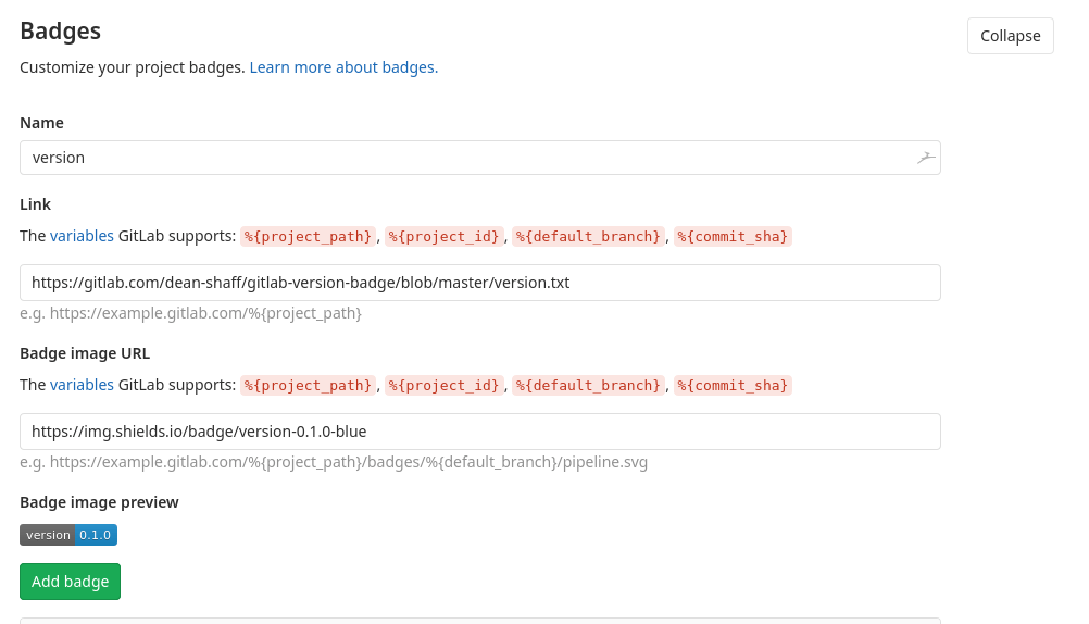 Gitlab Version Badges