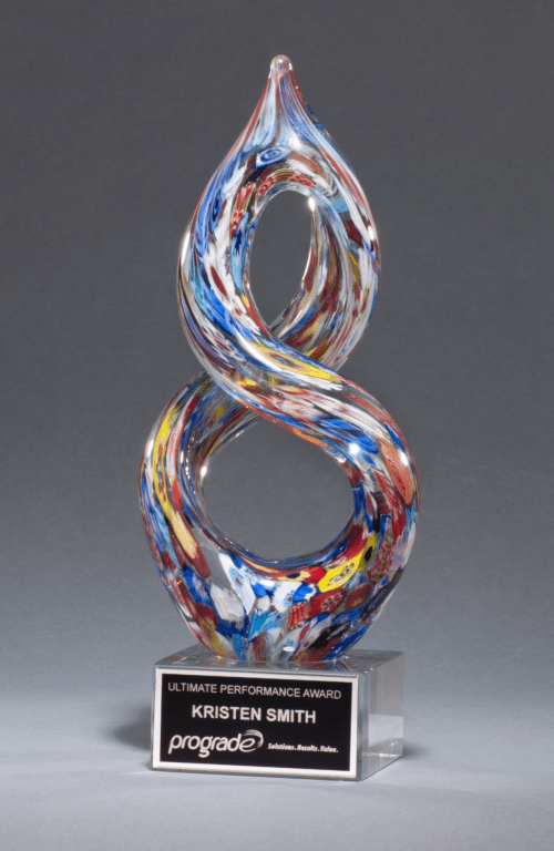HelixShaped MultiColor Art Glass Award Deans KC