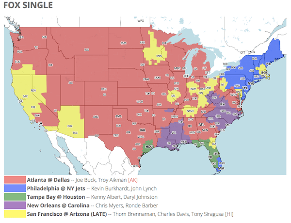 Cbs Regional Nfl Coverage Map How Can I Tell What Nfl Football Is On Tv In My Area? - Dear Sports Fan