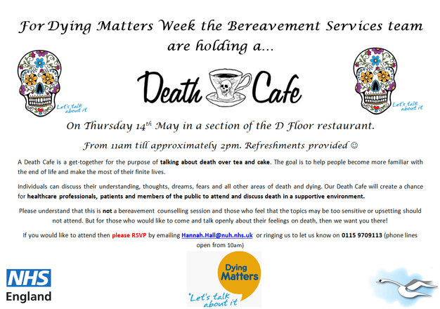 CANCELLED UNTIL FURTHER NOTICE The Dying Matters Death Cafe Nottingham